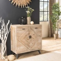 MACABANE Buffet 2 Tiroirs 2 Portes Beige Pieds En Sapin Noir 9 MACABANE Buffet 2 Tiroirs 2 Portes Beige Pieds En Sapin Noir -Boutique Maisons du Monde buffet 2 tiroirs 2 portes beige pieds en sapin noir 3
