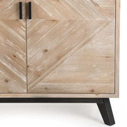 MACABANE Buffet 2 Tiroirs 2 Portes Beige Pieds En Sapin Noir 6 MACABANE Buffet 2 Tiroirs 2 Portes Beige Pieds En Sapin Noir – Image 6