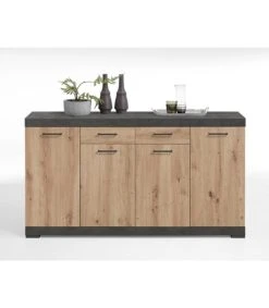 CALICOSY Buffet 2 Tiroirs 4 Portes L160 X P34,9 Cm - Marron -Boutique Maisons du Monde buffet 2 tiroirs 4 portes l160 x p34 9 cm marron 3