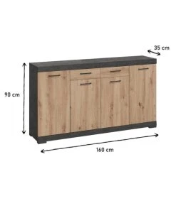 CALICOSY Buffet 2 Tiroirs 4 Portes L160 X P34,9 Cm - Marron -Boutique Maisons du Monde buffet 2 tiroirs 4 portes l160 x p34 9 cm marron 5