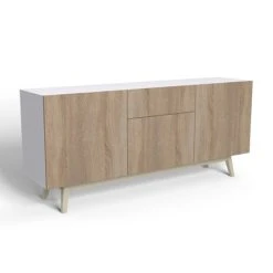 Weber Industries Buffet 3 Portes 1 Tiroir Chêne Blanchi Blanc