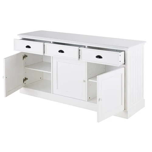 Maisons Du Monde Buffet 3 Portes 3 Tiroirs Blanc 2 Maisons Du Monde Buffet 3 Portes 3 Tiroirs Blanc – Image 2