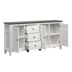 Petits Meubles Buffet 3 Portes 3 Tiroirs Blanc Et Naturel Foncé -Boutique Maisons du Monde buffet 3 portes 3 tiroirs blanc et naturel fonce 2