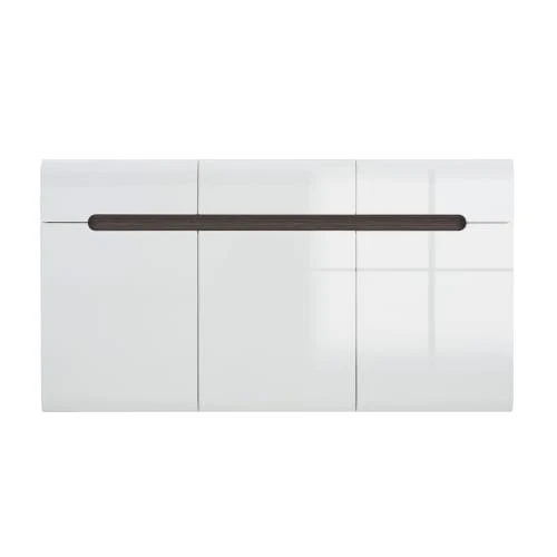 Petits Meubles Buffet 3 Portes 3 Tiroirs Blanc Laqué Et Naturel 3 Petits Meubles Buffet 3 Portes 3 Tiroirs Blanc Laqué Et Naturel – Image 3