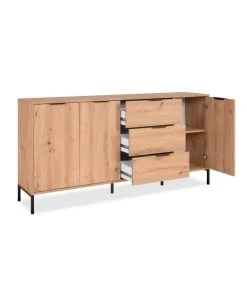 CALICOSY Buffet 3 Portes 3 Tiroirs Décor Chêne- L180 X H88 X P38,5 Cm -Boutique Maisons du Monde buffet 3 portes 3 tiroirs decor chene l180 x h88 x p38 5 cm 3