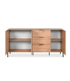 CALICOSY Buffet 3 Portes 3 Tiroirs Décor Chêne- L180 X H88 X P38,5 Cm -Boutique Maisons du Monde buffet 3 portes 3 tiroirs decor chene l180 x h88 x p38 5 cm 4