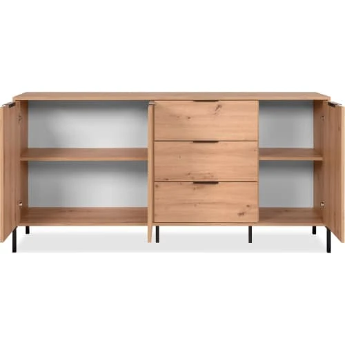 HOMIFAB Buffet 3 Portes 3 Tiroirs Effet Chêne 180 Cm 3 HOMIFAB Buffet 3 Portes 3 Tiroirs Effet Chêne 180 Cm – Image 3