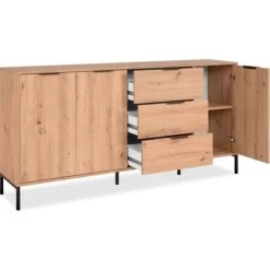HOMIFAB Buffet 3 Portes 3 Tiroirs Effet Chêne 180 Cm 9 HOMIFAB Buffet 3 Portes 3 Tiroirs Effet Chêne 180 Cm -Boutique Maisons du Monde buffet 3 portes 3 tiroirs effet chene 180 cm 3