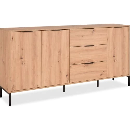 HOMIFAB Buffet 3 Portes 3 Tiroirs Effet Chêne 180 Cm 5 HOMIFAB Buffet 3 Portes 3 Tiroirs Effet Chêne 180 Cm – Image 5