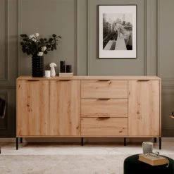 HOMIFAB Buffet 3 Portes 3 Tiroirs Effet Chêne 180 Cm 11 HOMIFAB Buffet 3 Portes 3 Tiroirs Effet Chêne 180 Cm -Boutique Maisons du Monde buffet 3 portes 3 tiroirs effet chene 180 cm 5