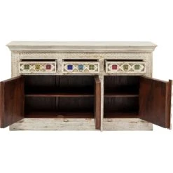 Alternative view of Kare Design Buffet 3 Portes 3 Tiroirs En Manguier Massif Mosaïques