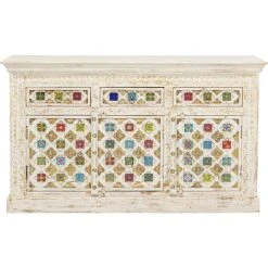 Kare Design Buffet 3 Portes 3 Tiroirs En Manguier Massif Mosaïques