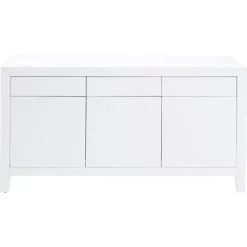 Kare Design Buffet 3 Portes 3 Tiroirs En Verre Blanc
