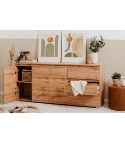 CALICOSY Buffet 3 Portes, 3 Tiroirs Et 2 étagères - L178,5 Cm - Marron -Boutique Maisons du Monde buffet 3 portes 3 tiroirs et 2 etageres l178 5 cm marron 5