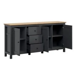 Petits Meubles Buffet 3 Portes 3 Tiroirs Gris Anthracite Et Naturel 5 Petits Meubles Buffet 3 Portes 3 Tiroirs Gris Anthracite Et Naturel -Boutique Maisons du Monde buffet 3 portes 3 tiroirs gris anthracite et naturel 2