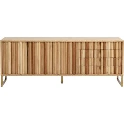 Kare Design Buffet 3 Portes 4 Tiroirs En Frêne Et Acier Doré
