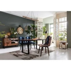 Alternative view of Kare Design Buffet 3 Portes 4 Tiroirs En Sheesham Massif Et Peau De Vache