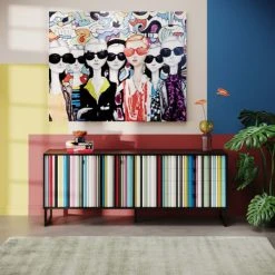 Alternative view of Kare Design Buffet 3 Portes 4 Tiroirs Multicolore Et Acier Noir