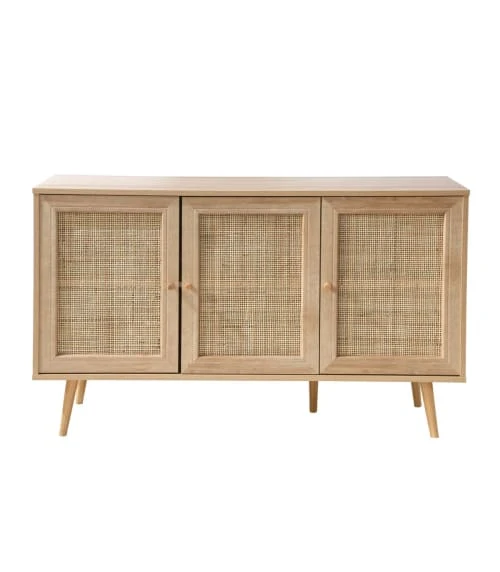 Fornord Buffet 3 Portes Avec Cannage Rotin Et Décor Bois L120cm 1 Fornord Buffet 3 Portes Avec Cannage Rotin Et Décor Bois L120cm
