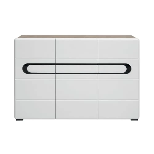 Petits Meubles Buffet 3 Portes Blanc Et Noir Laqué 3 Petits Meubles Buffet 3 Portes Blanc Et Noir Laqué – Image 3