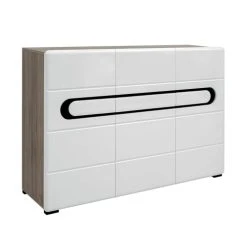 Petits Meubles Buffet 3 Portes Blanc Et Noir Laqué
