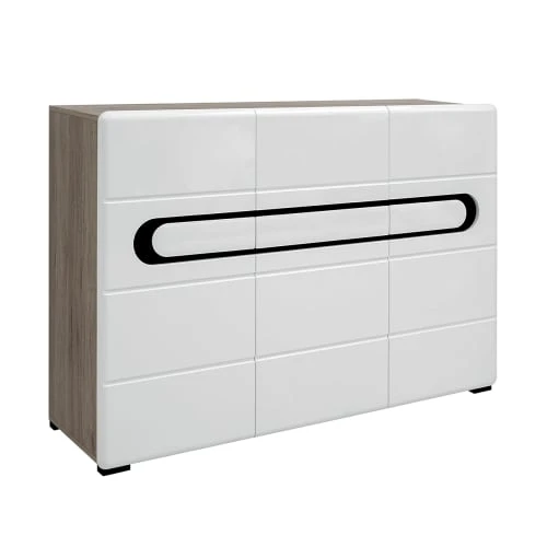 Petits Meubles Buffet 3 Portes Blanc Et Noir Laqué 1 Petits Meubles Buffet 3 Portes Blanc Et Noir Laqué