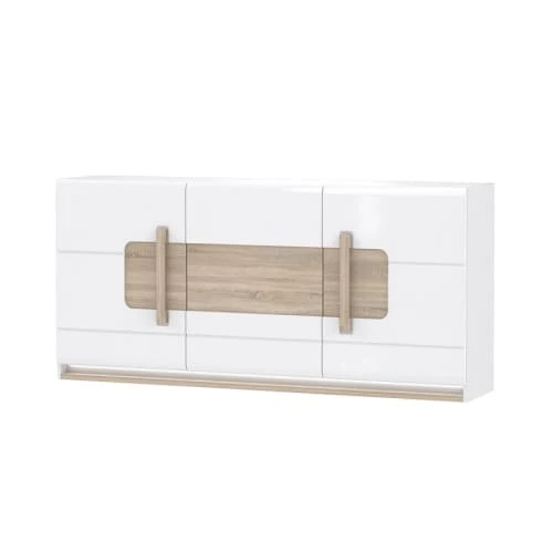 Meubletmoi Buffet 3 Portes Blanc Laqué Et Décor Chêne Naturel 1 Meubletmoi Buffet 3 Portes Blanc Laqué Et Décor Chêne Naturel