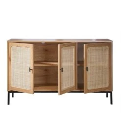 Casame Buffet 3 Portes Cannage Rotin L120 Cm - Décor Chêne -Boutique Maisons du Monde buffet 3 portes cannage rotin l120 cm decor chene 2