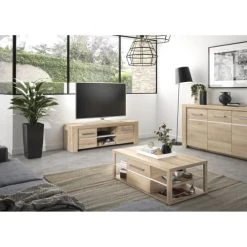 Alternative view of GAMI Buffet 3 Portes Effet Bois Beige 45x180x91