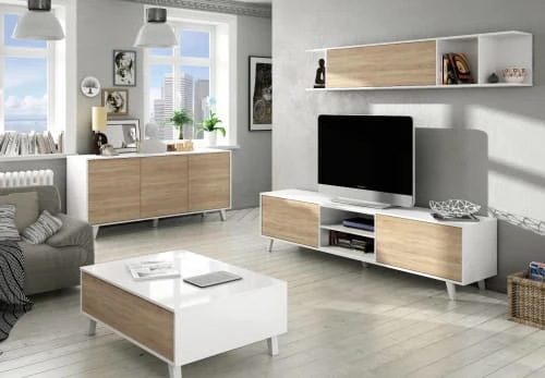Dmora Buffet 3 Portes Effet Bois Blanc 4 Dmora Buffet 3 Portes Effet Bois Blanc – Image 4