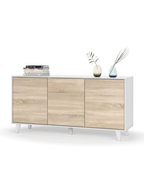 Dmora Buffet 3 Portes Effet Bois Blanc 5 Dmora Buffet 3 Portes Effet Bois Blanc – Image 5