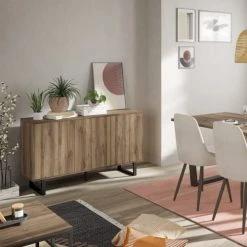 HOMIFAB Buffet 3 Portes Effet Noyer 140 Cm 5 HOMIFAB Buffet 3 Portes Effet Noyer 140 Cm -Boutique Maisons du Monde buffet 3 portes effet noyer 140 cm 2