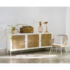 Maisons Du Monde Buffet 3 Portes En Acacia Blanc Et Bambou -Boutique Maisons du Monde buffet 3 portes en acacia blanc et bambou 1000 3 39 175273 6