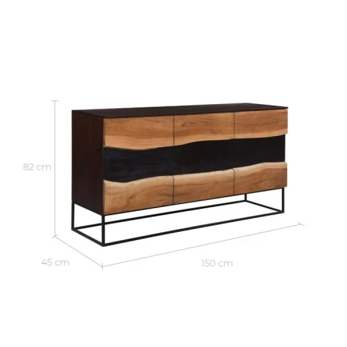 Rendez Vous Déco Buffet 3 Portes En Bois D'acacia Et Métal Noir 4 Rendez Vous Déco Buffet 3 Portes En Bois D'acacia Et Métal Noir – Image 4