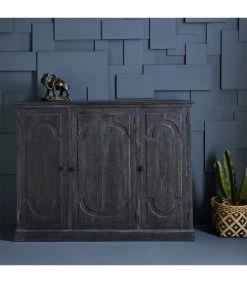Alternative view of Signature Buffet 3 Portes En Bois L160 X H123cm - Gris