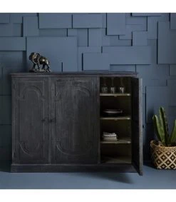 Signature Buffet 3 Portes En Bois L160 X H123cm - Gris -Boutique Maisons du Monde buffet 3 portes en bois l160 x h123cm gris 3