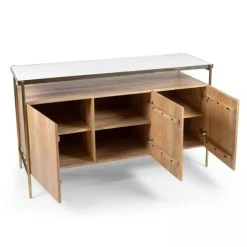 Alternative view of Oviala Buffet 3 Portes En Marbre Et Manguier 138 Cm Blanc