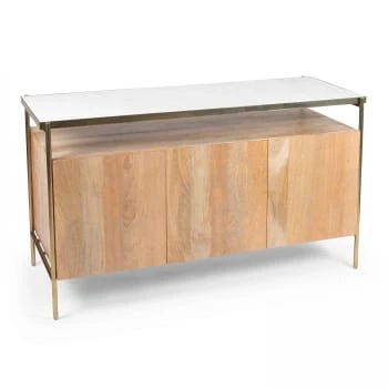 Oviala Buffet 3 Portes En Marbre Et Manguier 138 Cm Blanc 6 Oviala Buffet 3 Portes En Marbre Et Manguier 138 Cm Blanc – Image 6