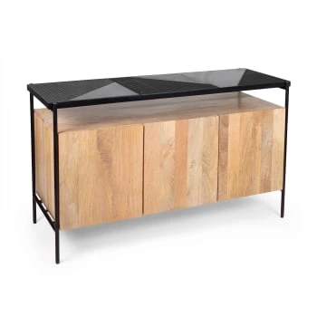 Oviala Buffet 3 Portes En Marbre Et Manguier 138 Cm Blanc 5 Oviala Buffet 3 Portes En Marbre Et Manguier 138 Cm Blanc – Image 5