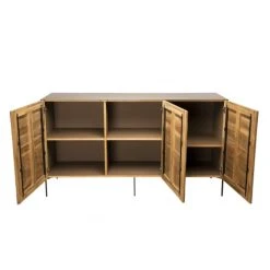MACABANE Buffet 3 Portes En Teck Recyclé Métal Et Pieds Métal Gris Anthracite -Boutique Maisons du Monde buffet 3 portes en teck recycle metal et pieds metal gris anthracite 3