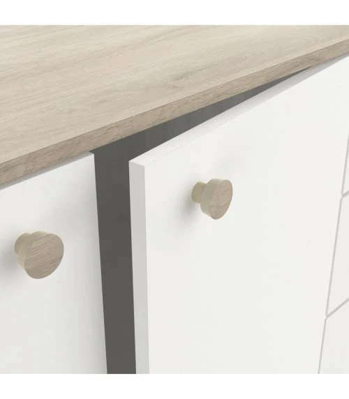 CALICOSY Buffet 3 Portes Et 2 Tiroirs Décor Chêne Kronberg Et Blanc L119,6 Cm 5 CALICOSY Buffet 3 Portes Et 2 Tiroirs Décor Chêne Kronberg Et Blanc L119,6 Cm – Image 5