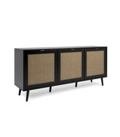 CALICOSY Buffet 3 Portes Impression Cannage Et Noir- L150 X H71 X P40 Cm -Boutique Maisons du Monde buffet 3 portes impression cannage et noir l150 x h71 x p40 cm 2
