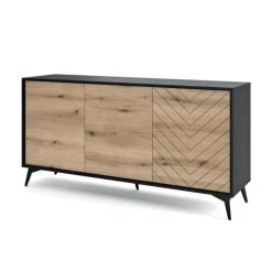 Petits Meubles Buffet 3 Portes Naturel Et Noir