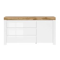 Petits Meubles Buffet 3 Tiroirs 1 Porte Blanc Et Naturel -Boutique Maisons du Monde buffet 3 tiroirs 1 porte blanc et naturel 2