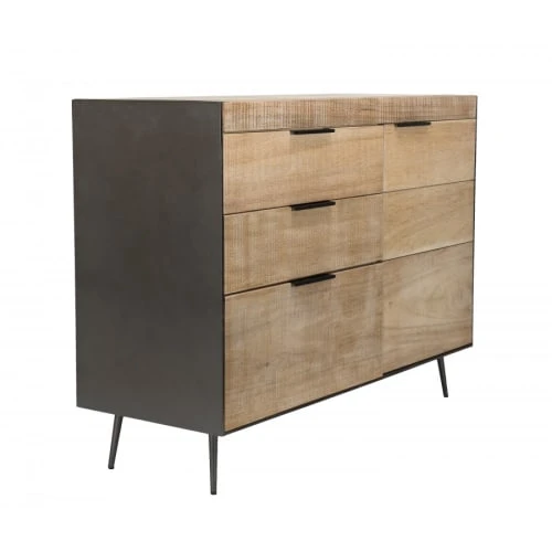 MACABANE Buffet 3 Tiroirs 1 Porte Bois Sapin Et Pieds Métal 4 MACABANE Buffet 3 Tiroirs 1 Porte Bois Sapin Et Pieds Métal – Image 4