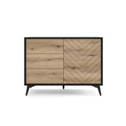 Alternative view of Petits Meubles Buffet 3 Tiroirs 1 Porte Naturel Et Noir