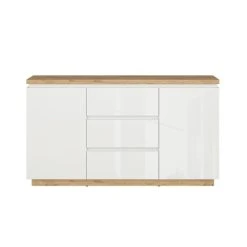 Petits Meubles Buffet 3 Tiroirs 2 Portes Blanc Et Naturel -Boutique Maisons du Monde buffet 3 tiroirs 2 portes blanc et naturel 2