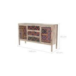 Rendez Vous Déco Buffet 3 Tiroirs 2 Portes En Manguier Et Cannage Coloré -Boutique Maisons du Monde buffet 3 tiroirs 2 portes en manguier et cannage colore 2