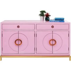 Kare Design Buffet 4 Portes 2 Tiroirs En Peuplier Rose -Boutique Maisons du Monde buffet 4 portes 2 tiroirs en peuplier rose 3