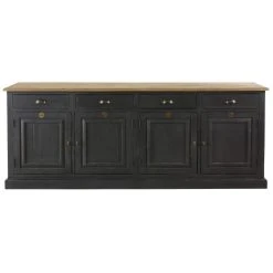 Maisons Du Monde Buffet 4 Portes 4 Tiroirs En Pin Recyclé Gris Anthracite